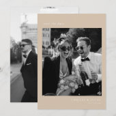 Beige Minimalistisch Elegantes Foto Save the Date Einladung (Vorne/Hinten)