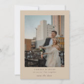 Beige Minimalistisch Elegantes Foto Save the Date Einladung (Vorderseite)