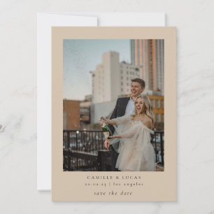 Beige Minimalistisch Elegantes Foto Save the Date Einladung
