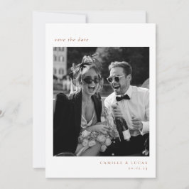 Beige Minimalistisch Elegantes Foto Save the Date Einladung
