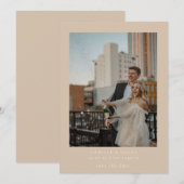 Beige Minimalistisch Elegantes Foto Save the Date Einladung (Vorne/Hinten)