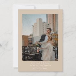 Beige Minimalistisch Elegantes Foto Save the Date Einladung
