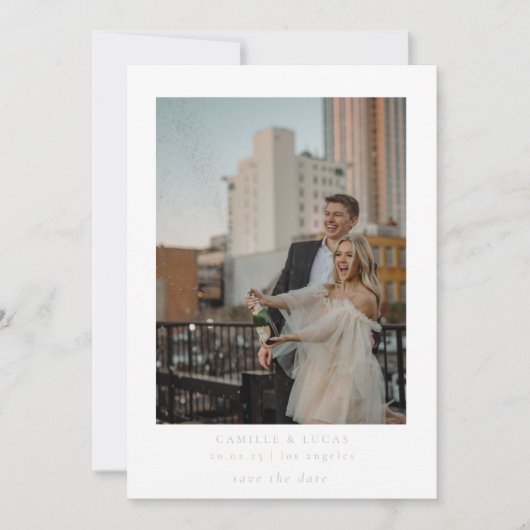 Beige Minimalistisch Elegantes Foto Save the Date Einladung (Vorderseite)