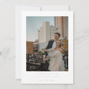 Beige Minimalistisch Elegantes Foto Save the Date Einladung