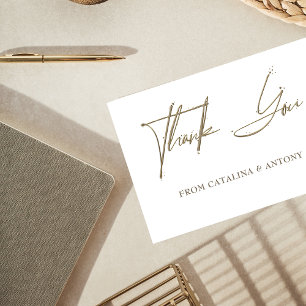 Beige Minimalistisch handgeschriebene Dankeschenkk Dankeskarte
