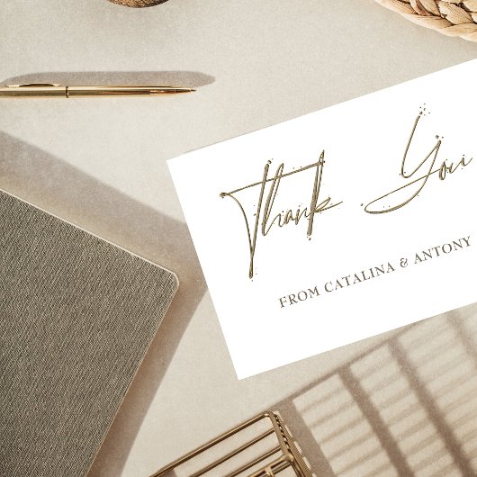 Beige Minimalistisch handgeschriebene Dankeschenkk Dankeskarte