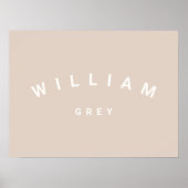 Beige Minimalistisch Name Kinderzimmer Decor Poste Poster (Vorne)