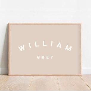 Beige Minimalistisch Name Kinderzimmer Decor Poste Poster