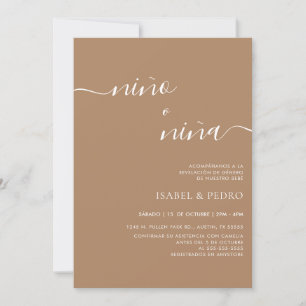 Beige Minimalistisch Nino o Nina Spanische Gendero Einladung