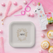 Beige Minimalistisch WEDDING Pappteller (Party)