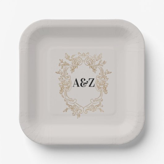 Beige Minimalistisch WEDDING Pappteller (Vorderseite)