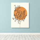 Beige Minimalistische Abstrakte Blume Leinwand (Insitu (Holzboden))