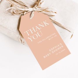 Beige Minimalistische Babydusche Geschenkanhänger