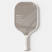 Beige Minimalistische Blüte mit Ihrem Angebot Pickleball Schläger (Vorderseite)