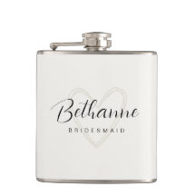 Beige Minimalistische Bridesmaid Flask Geschenk