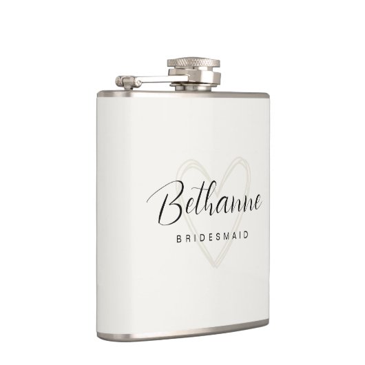 Beige Minimalistische Bridesmaid Flask Geschenk Flachmann (Rechts)