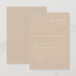 Beige Minimalistische Elegant RSVP-Karte Begleitkarte