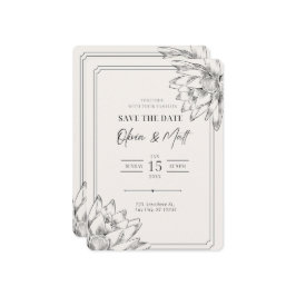 Beige Minimalistische florale Save the Date-Karte Save The Date