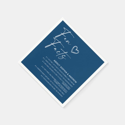 Beige Minimalistische Fun Facts Wedding Napkins Serviette (Ecke)