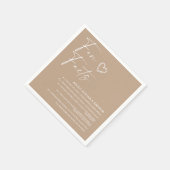 Beige Minimalistische Fun Facts Wedding Napkins Serviette (Ecke)