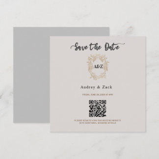 Beige minimalistische HOCHZEITS-QR-SCAN-KARTE Save The Date