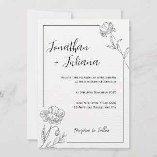 Beige Minimalistische Hochzeitseinladung Einladung