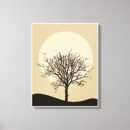 Beige Minimalistische Illustration Moon Leinwand