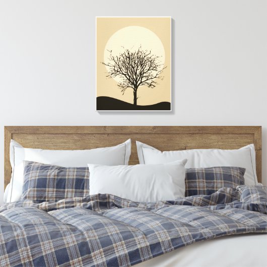 Beige Minimalistische Illustration Moon Leinwand (Insitu (Schlafzimmer))