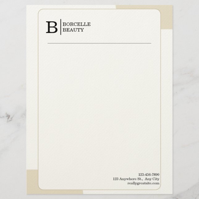Beige-minimalistische professionelle Geschäftskorr Briefbogen (Vorderseite)