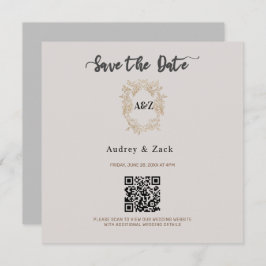 Beige Minimalistische QR SCAN-KARTE Save The Date