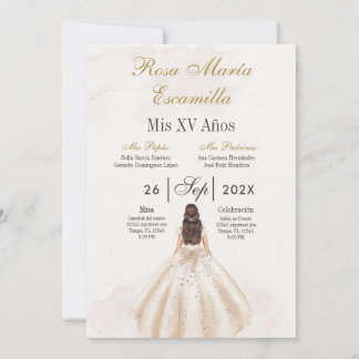 Beige minimalistische Quinceañera-Einladung Einladung