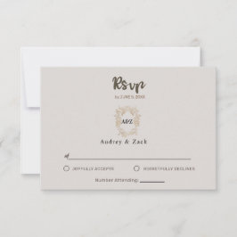 Beige Minimalistische RSVP-KARTE RSVP Karte