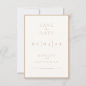 Beige Minimalistische Save the Date-Karte Date (Vorderseite)