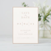 Beige Minimalistische Save the Date-Karte Date (Stehend Vorderseite)