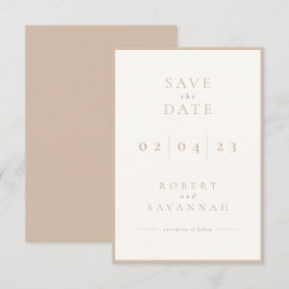 Beige Minimalistische Save the Date-Karte Date