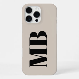 Beige minimalistischer moderner mutiger Anfangsmon iPhone 16 Pro Max Hülle