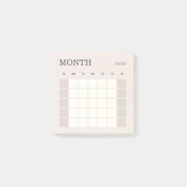 Beige Minimalistischer Monatsplaner-Kalender Post-it Klebezettel