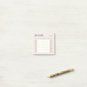 Beige Minimalistischer Monatsplaner-Kalender Post-it Klebezettel (Auf Schreibtisch)