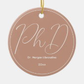 Beige Minimalistischer Name PhD-Abschluss Keramik Ornament (Vorne)