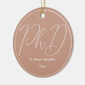 Beige Minimalistischer Name PhD-Abschluss Keramik Ornament (Links)