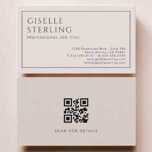 Beige minimalistischer QR-Code Professional Visitenkarte