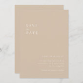 Beige Minimalistischer Text und Foto Save the Date Einladung (Vorne/Hinten)