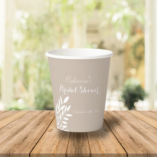 Beige minimalistisches Brautparty Pappbecher