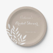 Beige minimalistisches Brautparty Pappteller (Vorderseite)