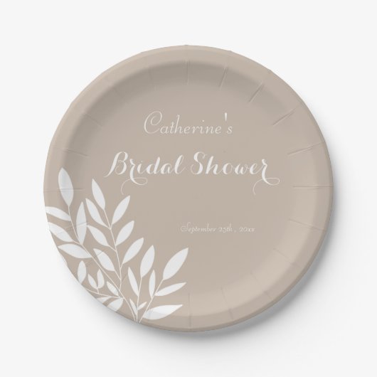 Beige minimalistisches Brautparty Pappteller (Vorderseite)