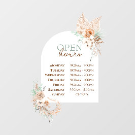 Beige Minze Rose und Arch Open Hours Fenster Fensteraufkleber
