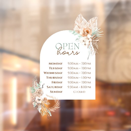 Beige Minze Rose und Arch Open Hours Fenster Fensteraufkleber (Blatt 2)