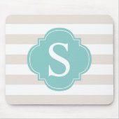 Beige Minze Stripes Monogramm Mousepad (Vorne)
