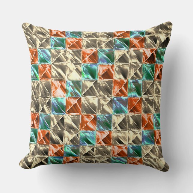 Beige-, Minze- und Korallenfliesen oder gefärbt Kissen (Vorderseite)