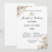 Beige mit Blumenstrauß Hochzeit Einladung (Vorne/Hinten)